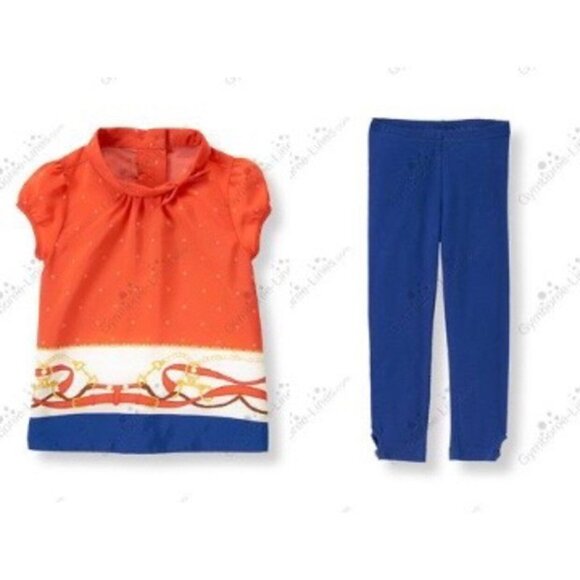 Janie & Jack Baby Girl Orange & Blue A Girl & Her Horse Outfit Size 6-12M - Picture 1 of 8